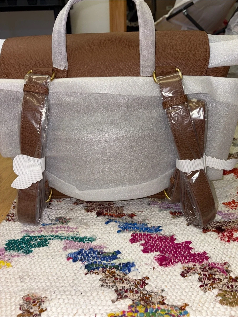 Structured Brown Leather Bag - Minimal Flap Design